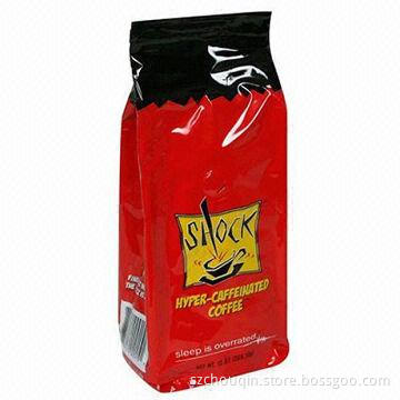 Plastic Coffee Bag with Colorful Printing and Tear Touch, Stand-up